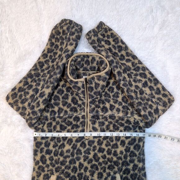 Abercrombie & Fitch Womens XXS Leopard Animal Print Sherpa Fleece Jacket Coat - Picture 12 of 12